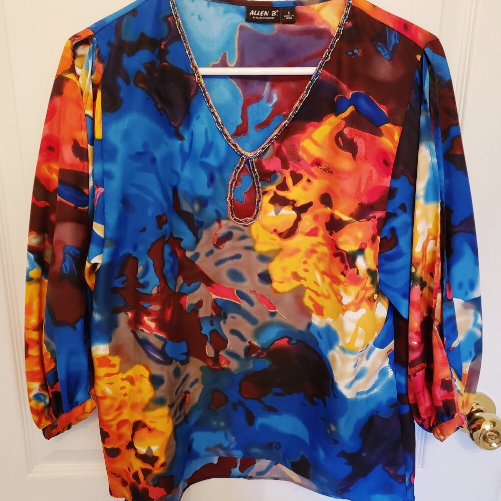 Allen B. by Allen Schwartz Beaded Keyhole Blouse Size Med